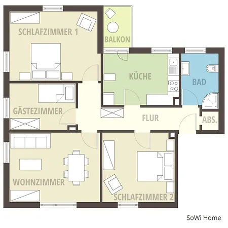 Sowi - Gartenblick & Parkplatz, Kueche Apartment